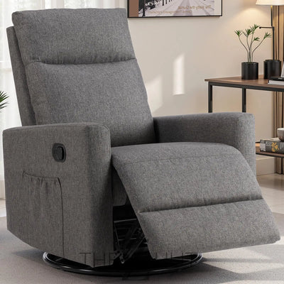 Swivel Rocking Recliner Chair with Extra Large Footrest High Back, Upholstered Glider Nursery Chair for Living Room, Bedroom & Nursery, Comfortable Deep Seat for Relaxation, Grey THE Z HUT