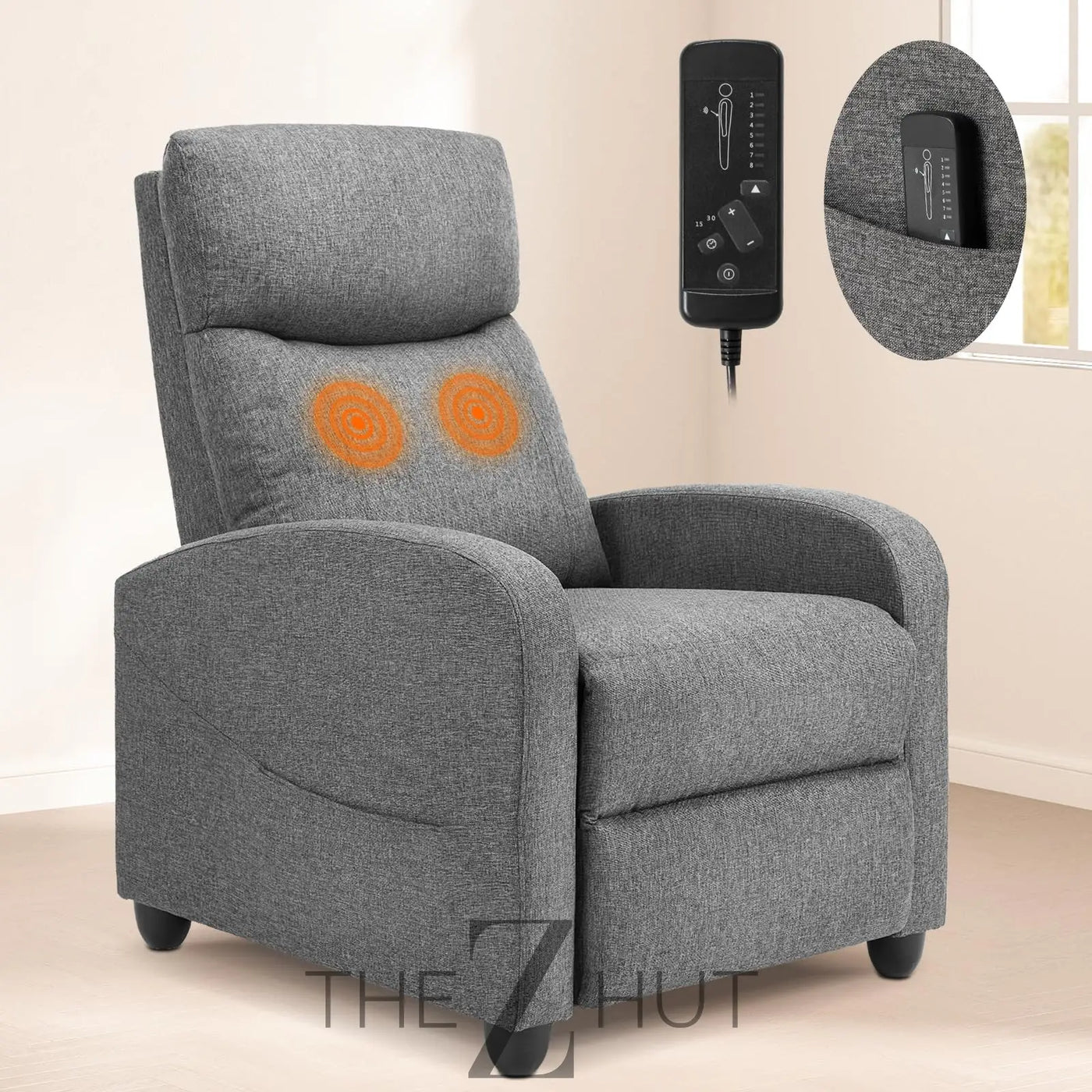 Swivel Rocking Recliner Chair with Extra Large Footrest High Back, Upholstered Glider Nursery Chair for Living Room, Bedroom & Nursery, Comfortable Deep Seat for Relaxation, Grey THE Z HUT