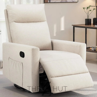 Swivel Rocking Recliner Chair with Extra Large Footrest High Back, Upholstered Glider Nursery Chair for Living Room, Bedroom & Nursery, Comfortable Deep Seat for Relaxation, Grey THE Z HUT