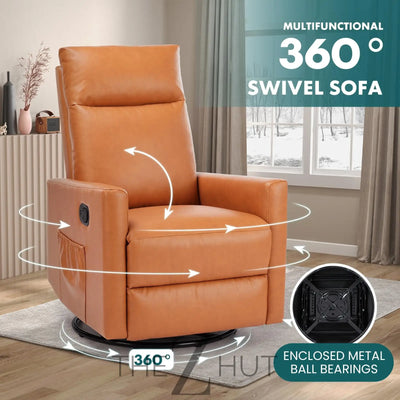 Swivel Rocking Recliner Chair with Extra Large Footrest High Back, Upholstered Glider Nursery Chair for Living Room, Bedroom & Nursery, Comfortable Deep Seat for Relaxation, Grey THE Z HUT