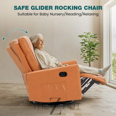 Swivel Rocking Recliner Chair with Extra Large Footrest High Back, Upholstered Glider Nursery Chair for Living Room, Bedroom & Nursery, Comfortable Deep Seat for Relaxation, Grey THE Z HUT