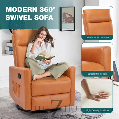 Swivel Rocking Recliner Chair with Extra Large Footrest High Back, Upholstered Glider Nursery Chair for Living Room, Bedroom & Nursery, Comfortable Deep Seat for Relaxation, Grey THE Z HUT