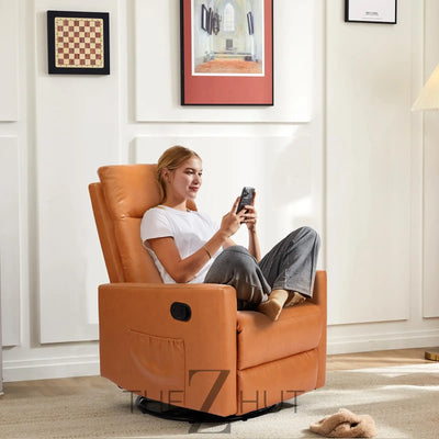 Swivel Rocking Recliner Chair with Extra Large Footrest High Back, Upholstered Glider Nursery Chair for Living Room, Bedroom & Nursery, Comfortable Deep Seat for Relaxation, Grey THE Z HUT