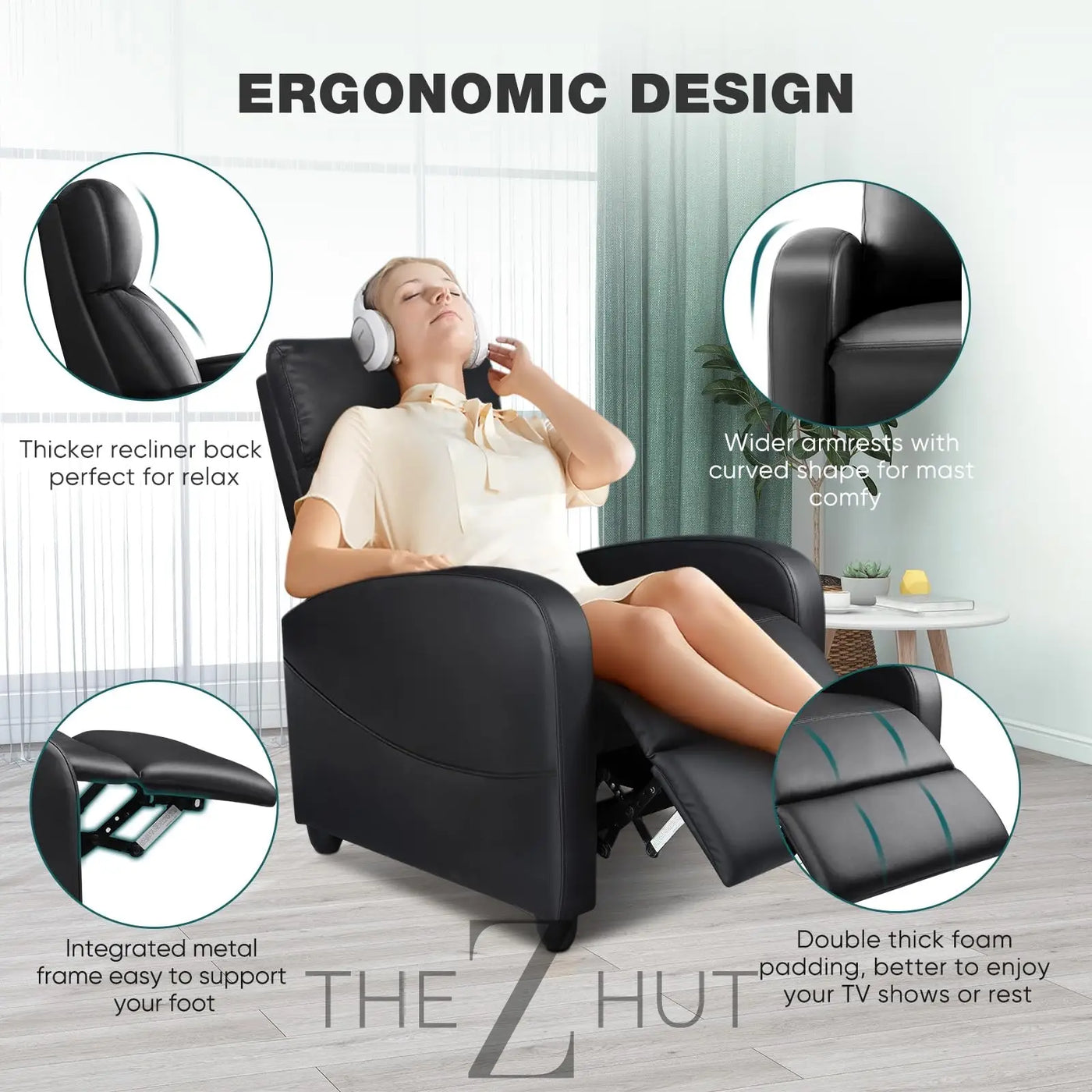Swivel Rocking Recliner Chair with Extra Large Footrest High Back, Upholstered Glider Nursery Chair for Living Room, Bedroom & Nursery, Comfortable Deep Seat for Relaxation, Grey THE Z HUT
