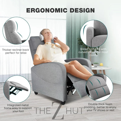 Swivel Rocking Recliner Chair with Extra Large Footrest High Back, Upholstered Glider Nursery Chair for Living Room, Bedroom & Nursery, Comfortable Deep Seat for Relaxation, Grey THE Z HUT
