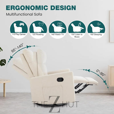 Swivel Rocking Recliner Chair with Extra Large Footrest High Back, Upholstered Glider Nursery Chair for Living Room, Bedroom & Nursery, Comfortable Deep Seat for Relaxation, Grey THE Z HUT