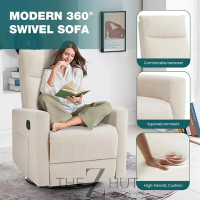 Swivel Rocking Recliner Chair with Extra Large Footrest High Back, Upholstered Glider Nursery Chair for Living Room, Bedroom & Nursery, Comfortable Deep Seat for Relaxation, Grey THE Z HUT