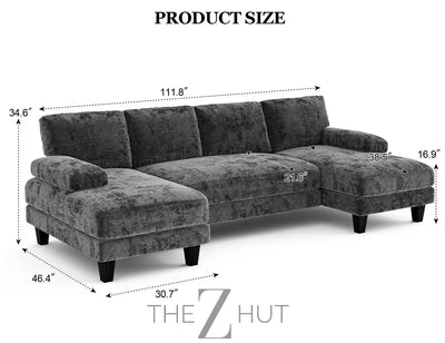 Txtin's U Shaped Sectional Couches for Living Room, 111 Inch Modular Sofa with Double Chaise, Large Lounge Couch for Apartment,Grey THE Z HUT