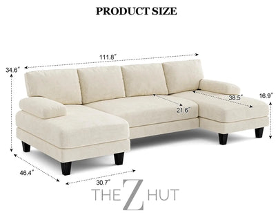 Txtin's U Shaped Sectional Couches for Living Room, 111 Inch Modular Sofa with Double Chaise, Large Lounge Couch for Apartment,Grey THE Z HUT