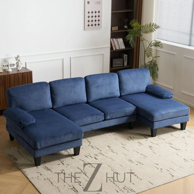 VINGLI 110" Sectional Couches for Living Room,U Shaped Couch with Double Chaise, 4-Seat Sofa Set with Chenille Fabric for Home Furniture,Beige THE Z HUT