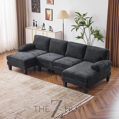 VINGLI 110" Sectional Couches for Living Room,U Shaped Couch with Double Chaise, 4-Seat Sofa Set with Chenille Fabric for Home Furniture,Beige THE Z HUT