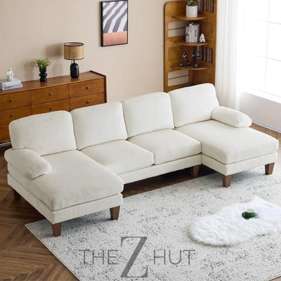 VINGLI 110" Sectional Couches for Living Room,U Shaped Couch with Double Chaise, 4-Seat Sofa Set with Chenille Fabric for Home Furniture,Beige THE Z HUT