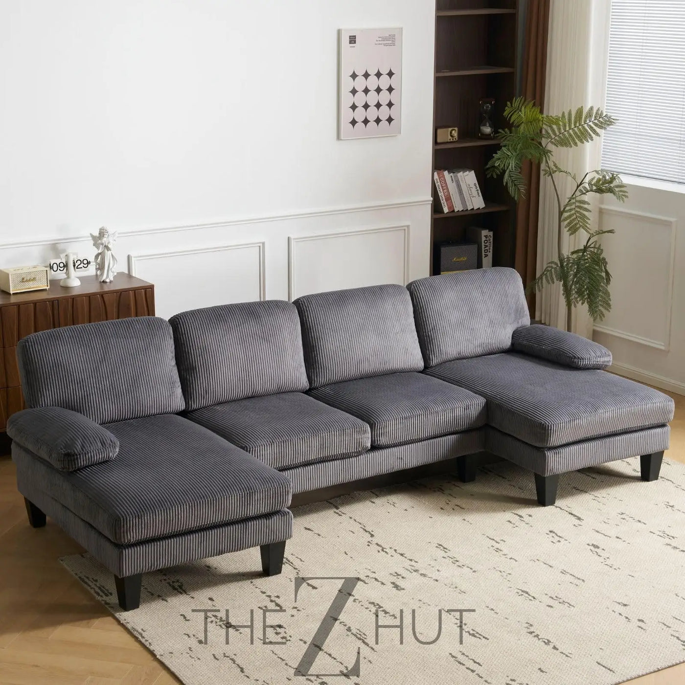 VINGLI 110" Sectional Couches for Living Room,U Shaped Couch with Double Chaise, 4-Seat Sofa Set with Chenille Fabric for Home Furniture,Beige THE Z HUT