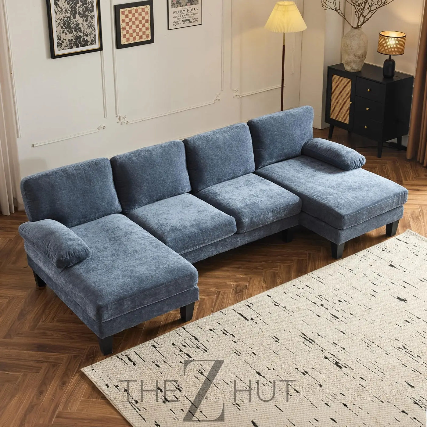 VINGLI 110" Sectional Couches for Living Room,U Shaped Couch with Double Chaise, 4-Seat Sofa Set with Chenille Fabric for Home Furniture,Beige THE Z HUT
