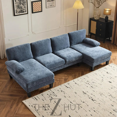 VINGLI 110" Sectional Couches for Living Room,U Shaped Couch with Double Chaise, 4-Seat Sofa Set with Chenille Fabric for Home Furniture,Beige THE Z HUT
