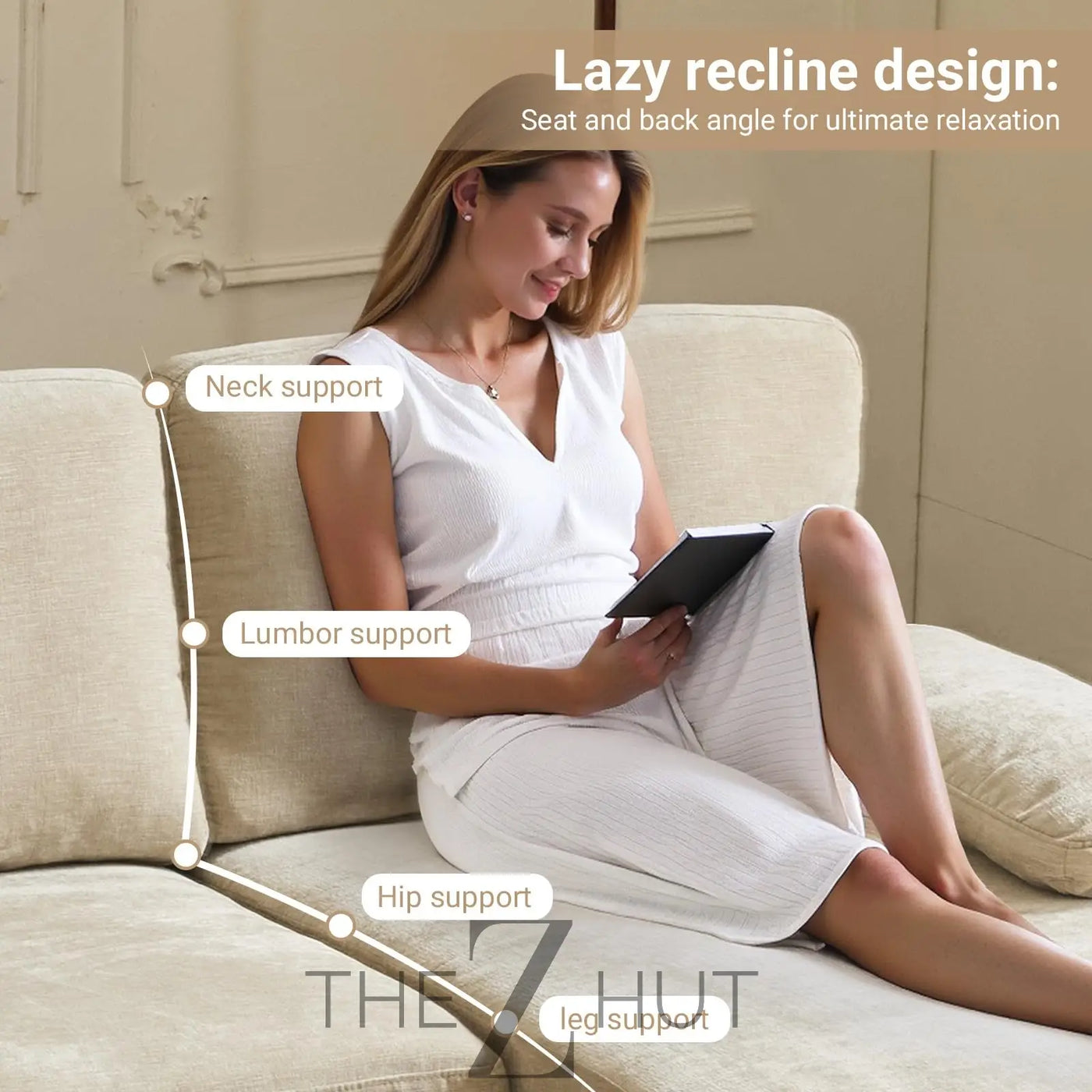 VINGLI 110" Sectional Couches for Living Room,U Shaped Couch with Double Chaise, 4-Seat Sofa Set with Chenille Fabric for Home Furniture,Beige THE Z HUT