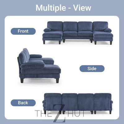 VINGLI 110" Sectional Couches for Living Room,U Shaped Couch with Double Chaise, 4-Seat Sofa Set with Chenille Fabric for Home Furniture,Beige THE Z HUT
