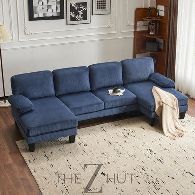 VINGLI 110" Sectional Couches for Living Room,U Shaped Couch with Double Chaise, 4-Seat Sofa Set with Chenille Fabric for Home Furniture,Beige THE Z HUT