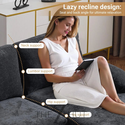 VINGLI 110" Sectional Couches for Living Room,U Shaped Couch with Double Chaise, 4-Seat Sofa Set with Chenille Fabric for Home Furniture,Beige THE Z HUT