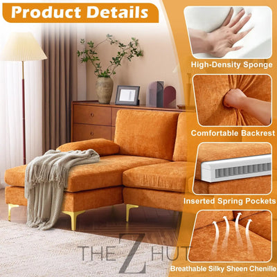 VINGLI 110" Sectional Couches for Living Room,U Shaped Couch with Double Chaise, 4-Seat Sofa Set with Chenille Fabric for Home Furniture,Beige THE Z HUT