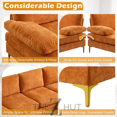 VINGLI 110" Sectional Couches for Living Room,U Shaped Couch with Double Chaise, 4-Seat Sofa Set with Chenille Fabric for Home Furniture,Beige THE Z HUT