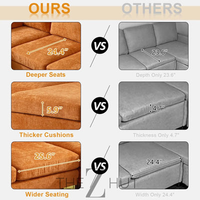 VINGLI 110" Sectional Couches for Living Room,U Shaped Couch with Double Chaise, 4-Seat Sofa Set with Chenille Fabric for Home Furniture,Beige THE Z HUT