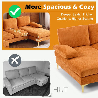 VINGLI 110" Sectional Couches for Living Room,U Shaped Couch with Double Chaise, 4-Seat Sofa Set with Chenille Fabric for Home Furniture,Beige THE Z HUT
