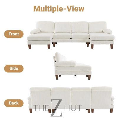 VINGLI 110" Sectional Couches for Living Room,U Shaped Couch with Double Chaise, 4-Seat Sofa Set with Chenille Fabric for Home Furniture,Beige THE Z HUT