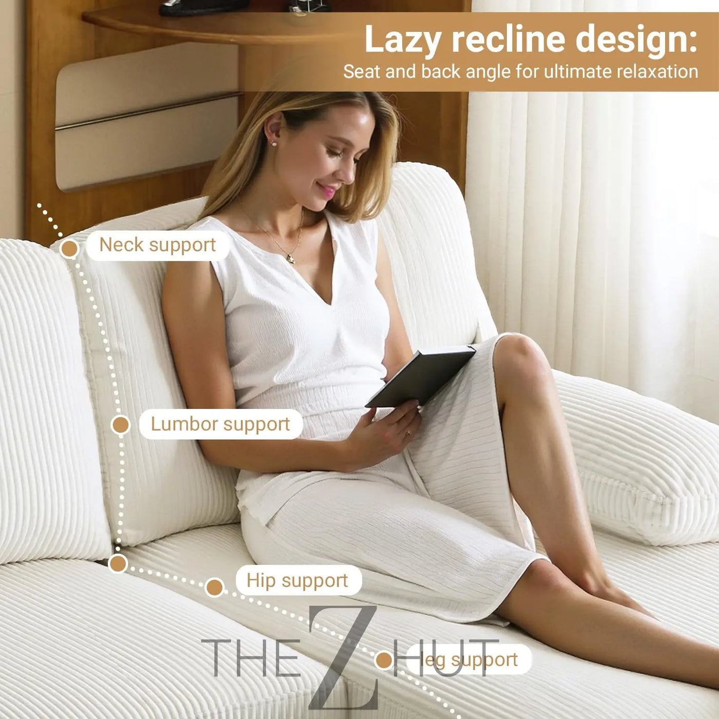 VINGLI 110" Sectional Couches for Living Room,U Shaped Couch with Double Chaise, 4-Seat Sofa Set with Chenille Fabric for Home Furniture,Beige THE Z HUT