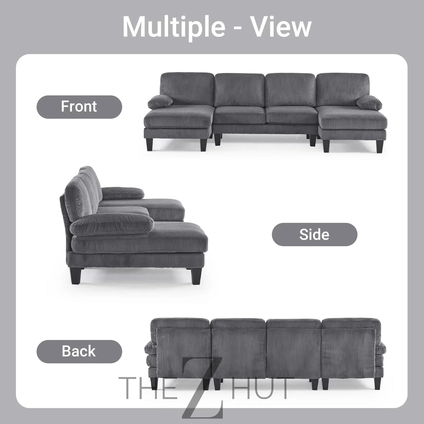 VINGLI 110" Sectional Couches for Living Room,U Shaped Couch with Double Chaise, 4-Seat Sofa Set with Chenille Fabric for Home Furniture,Beige THE Z HUT