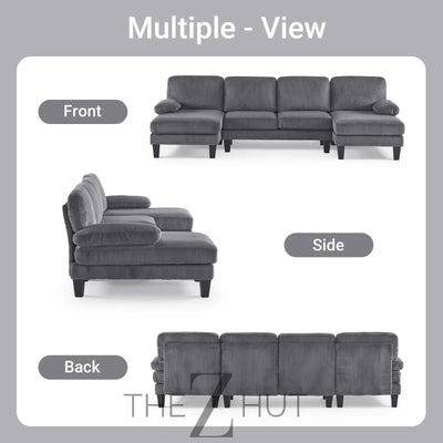 VINGLI 110" Sectional Couches for Living Room,U Shaped Couch with Double Chaise, 4-Seat Sofa Set with Chenille Fabric for Home Furniture,Beige THE Z HUT