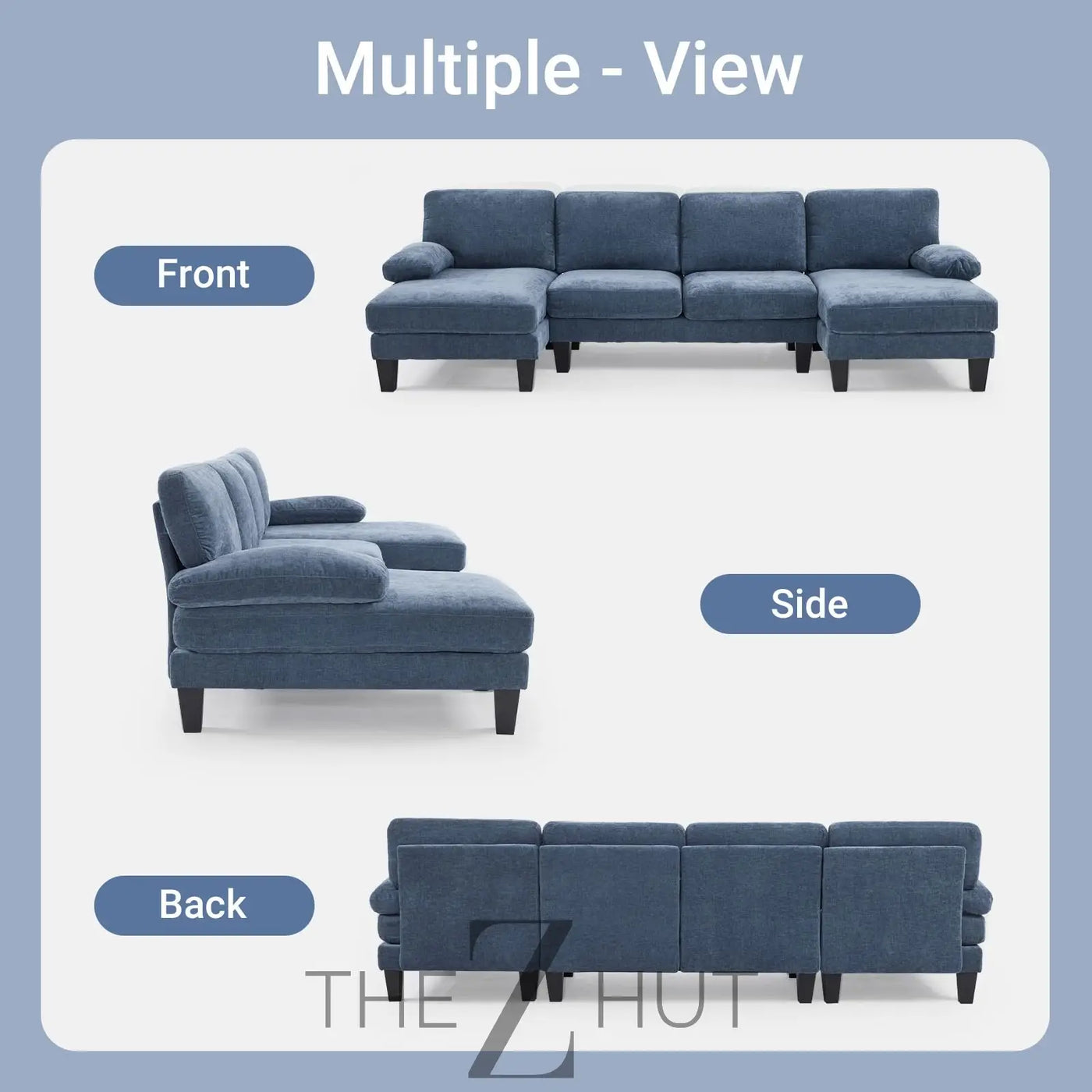 VINGLI 110" Sectional Couches for Living Room,U Shaped Couch with Double Chaise, 4-Seat Sofa Set with Chenille Fabric for Home Furniture,Beige THE Z HUT