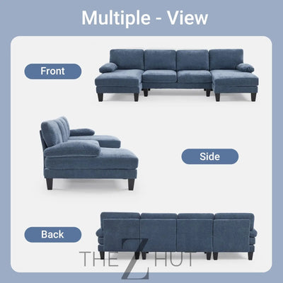 VINGLI 110" Sectional Couches for Living Room,U Shaped Couch with Double Chaise, 4-Seat Sofa Set with Chenille Fabric for Home Furniture,Beige THE Z HUT