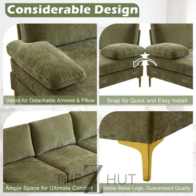 VINGLI 110" Sectional Couches for Living Room,U Shaped Couch with Double Chaise, 4-Seat Sofa Set with Chenille Fabric for Home Furniture,Beige THE Z HUT