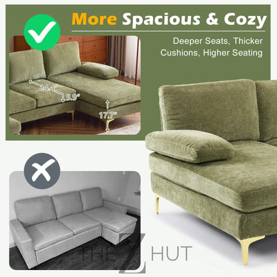 VINGLI 110" Sectional Couches for Living Room,U Shaped Couch with Double Chaise, 4-Seat Sofa Set with Chenille Fabric for Home Furniture,Beige THE Z HUT