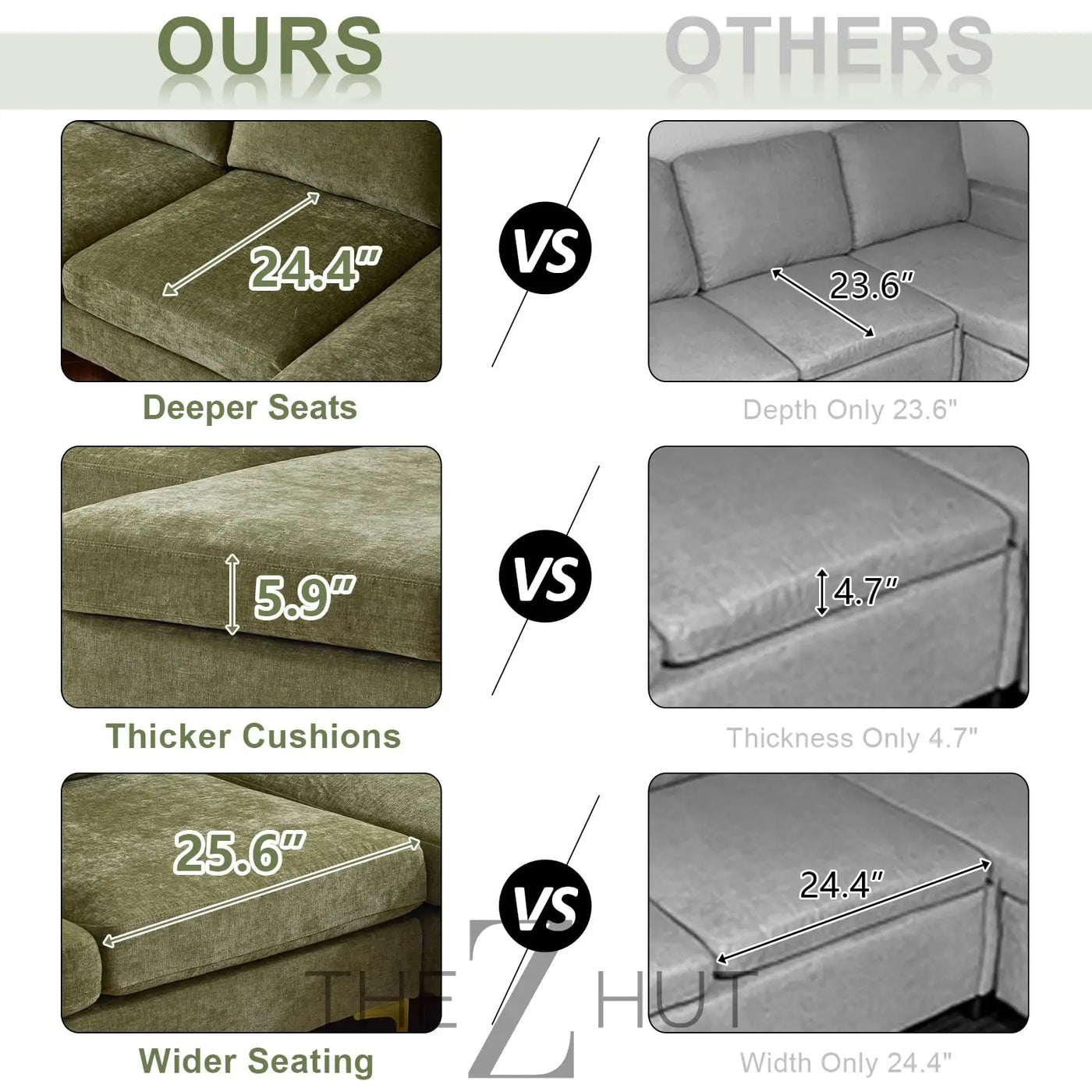 VINGLI 110" Sectional Couches for Living Room,U Shaped Couch with Double Chaise, 4-Seat Sofa Set with Chenille Fabric for Home Furniture,Beige THE Z HUT