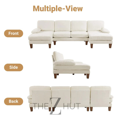 VINGLI 110" Sectional Couches for Living Room,U Shaped Couch with Double Chaise, 4-Seat Sofa Set with Chenille Fabric for Home Furniture,Beige THE Z HUT