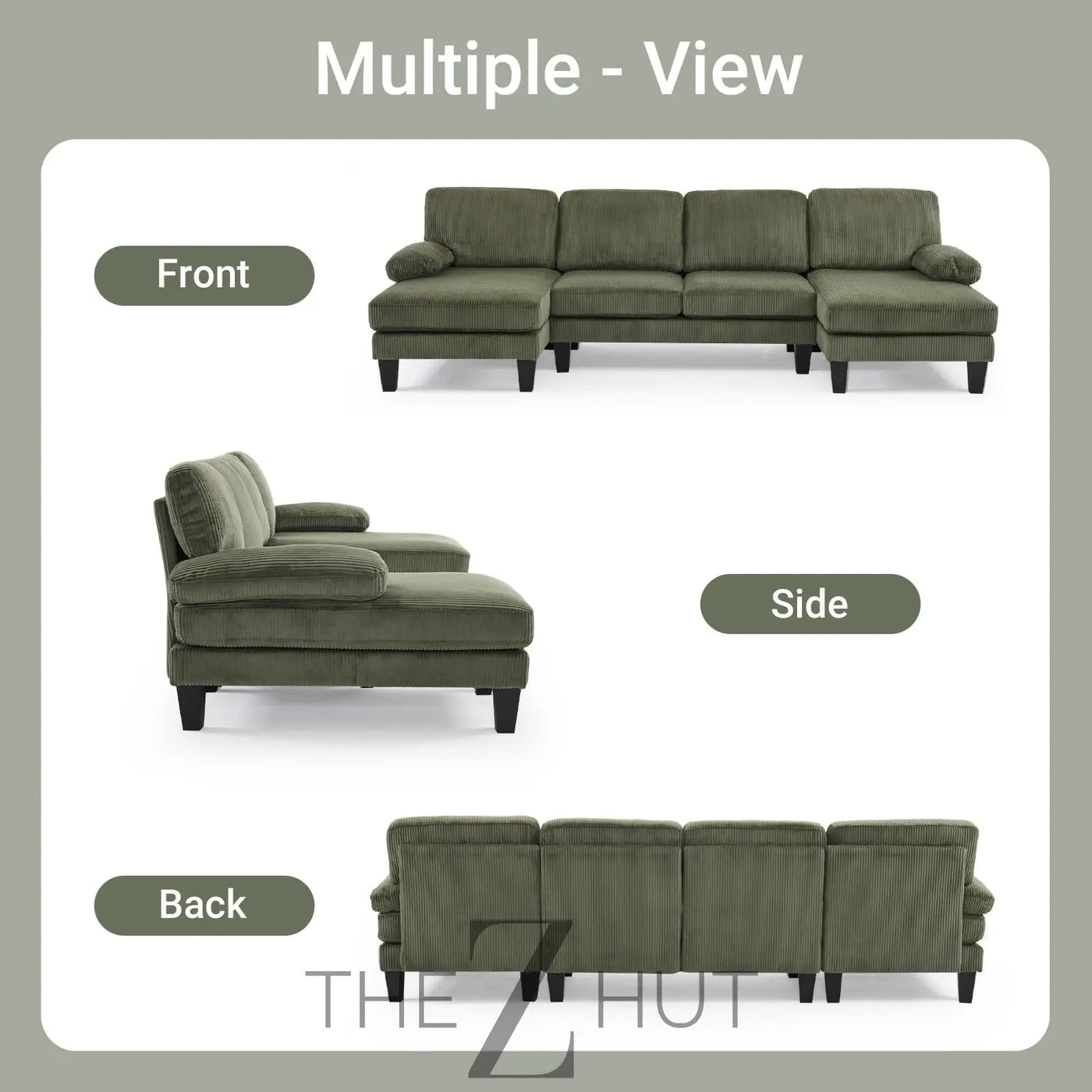 VINGLI 110" Sectional Couches for Living Room,U Shaped Couch with Double Chaise, 4-Seat Sofa Set with Chenille Fabric for Home Furniture,Beige THE Z HUT