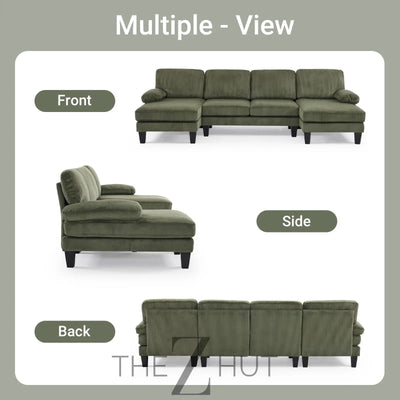 VINGLI 110" Sectional Couches for Living Room,U Shaped Couch with Double Chaise, 4-Seat Sofa Set with Chenille Fabric for Home Furniture,Beige THE Z HUT