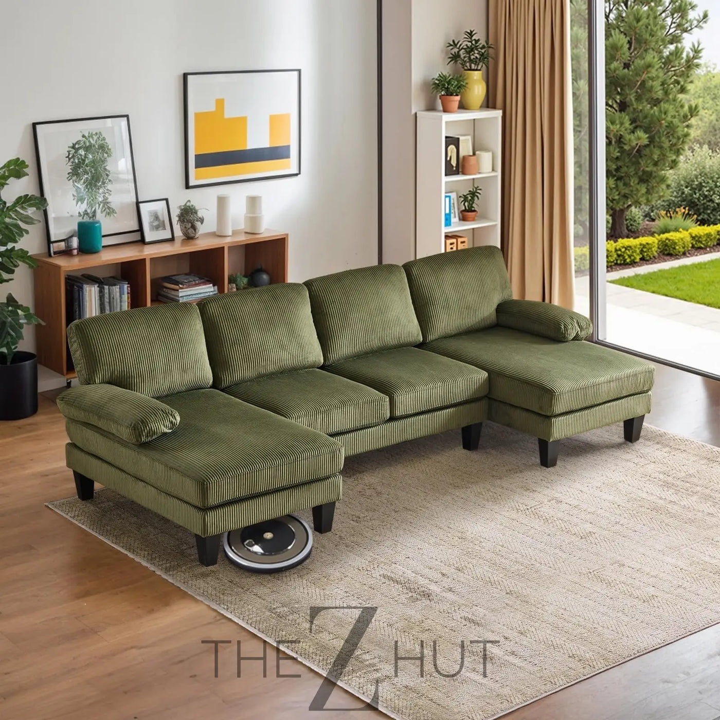 VINGLI 110" Sectional Couches for Living Room,U Shaped Couch with Double Chaise, 4-Seat Sofa Set with Chenille Fabric for Home Furniture,Beige THE Z HUT