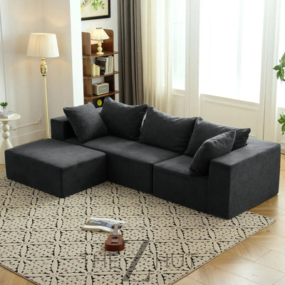 Vamcheer Modular Sectional Sofa with Chaise, Modern L Shaped Cloud Couch with Deep Seat, Sectional Couches for Living Room, Bedroom, Office, No Assembly Required, Ink Black THE Z HUT