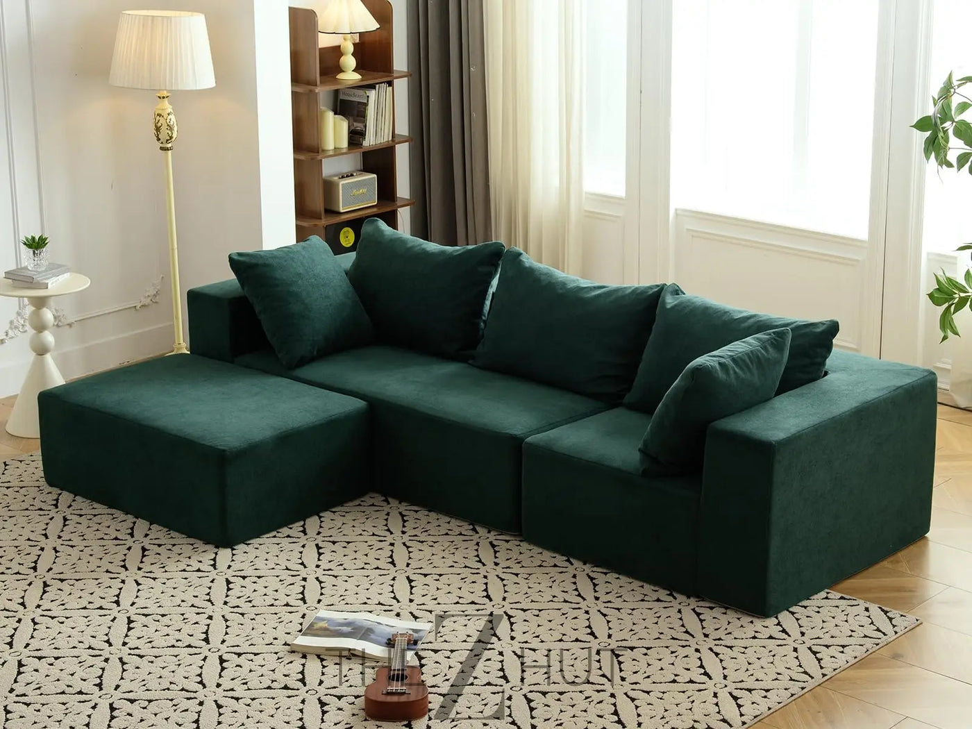 Vamcheer Modular Sectional Sofa with Chaise, Modern L Shaped Cloud Couch with Deep Seat, Sectional Couches for Living Room, Bedroom, Office, No Assembly Required, Ink Black THE Z HUT