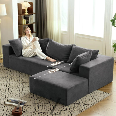 Vamcheer Modular Sectional Sofa with Chaise, Modern L Shaped Cloud Couch with Deep Seat, Sectional Couches for Living Room, Bedroom, Office, No Assembly Required, Ink Black THE Z HUT