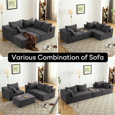 Vamcheer Modular Sectional Sofa with Chaise, Modern L Shaped Cloud Couch with Deep Seat, Sectional Couches for Living Room, Bedroom, Office, No Assembly Required, Ink Black THE Z HUT