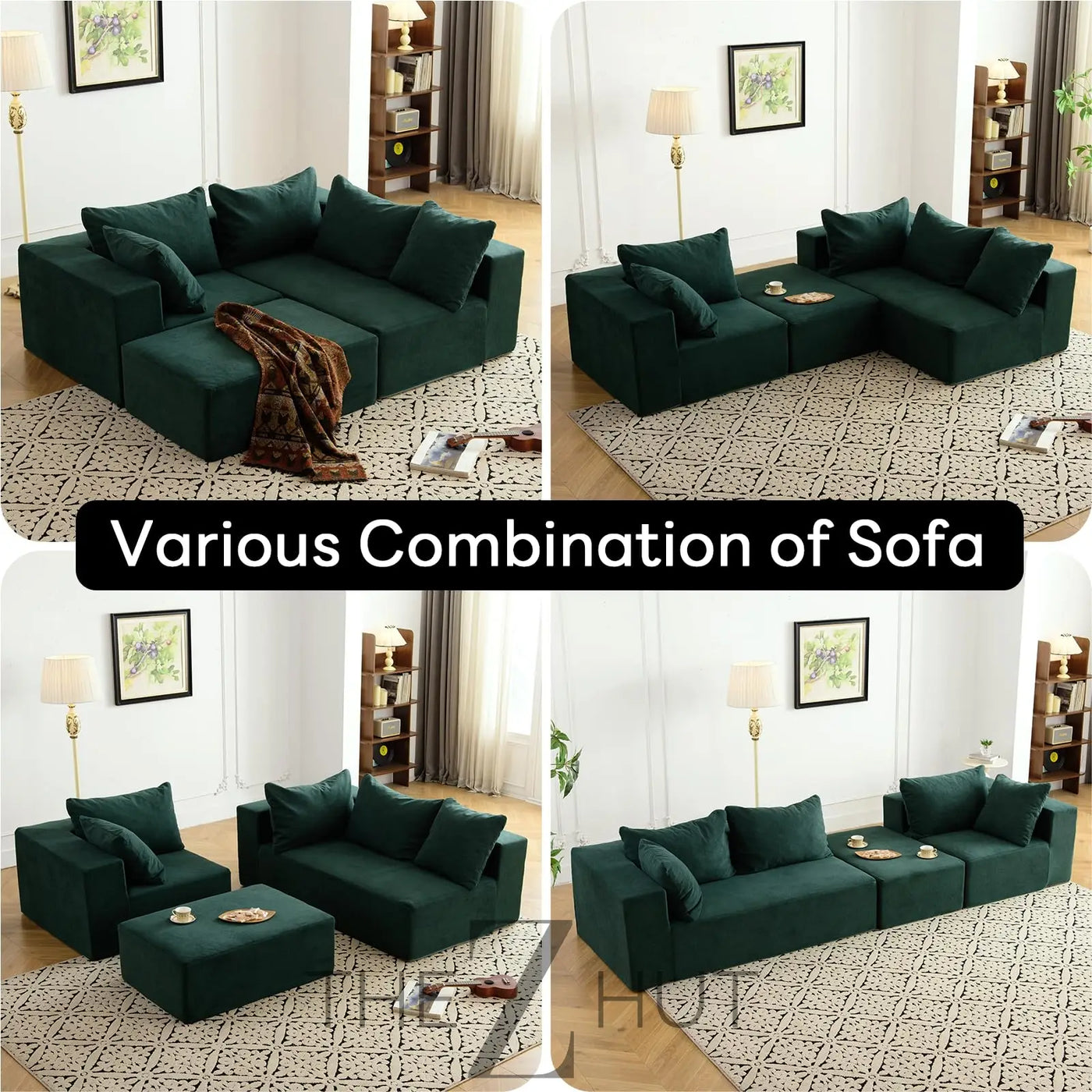 Vamcheer Modular Sectional Sofa with Chaise, Modern L Shaped Cloud Couch with Deep Seat, Sectional Couches for Living Room, Bedroom, Office, No Assembly Required, Ink Black THE Z HUT