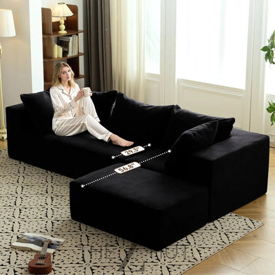 Vamcheer Modular Sectional Sofa with Chaise, Modern L Shaped Cloud Couch with Deep Seat, Sectional Couches for Living Room, Bedroom, Office, No Assembly Required, Ink Black THE Z HUT