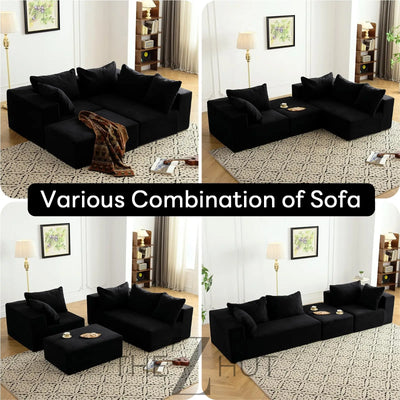 Vamcheer Modular Sectional Sofa with Chaise, Modern L Shaped Cloud Couch with Deep Seat, Sectional Couches for Living Room, Bedroom, Office, No Assembly Required, Ink Black THE Z HUT