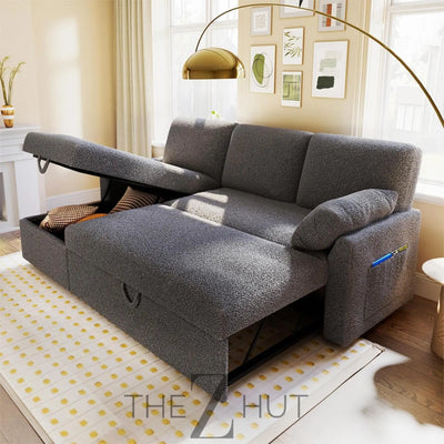 VanAcc Sleeper Sofa, Sofa Bed- 2 in 1 Pull Out Couch Bed with Storage Chaise for Living Room, White Sherpa Couch THE Z HUT