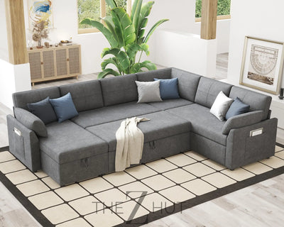 VanAcc Sleeper Sofa, Sofa Bed- 2 in 1 Pull Out Couch Bed with Storage Chaise for Living Room, White Sherpa Couch THE Z HUT