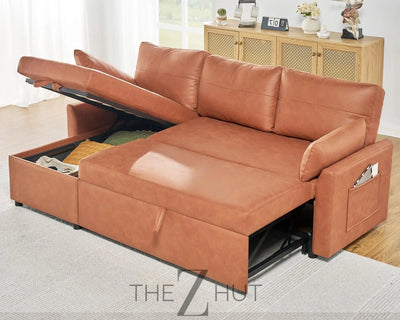 VanAcc Sleeper Sofa, Sofa Bed- 2 in 1 Pull Out Couch Bed with Storage Chaise for Living Room, White Sherpa Couch THE Z HUT
